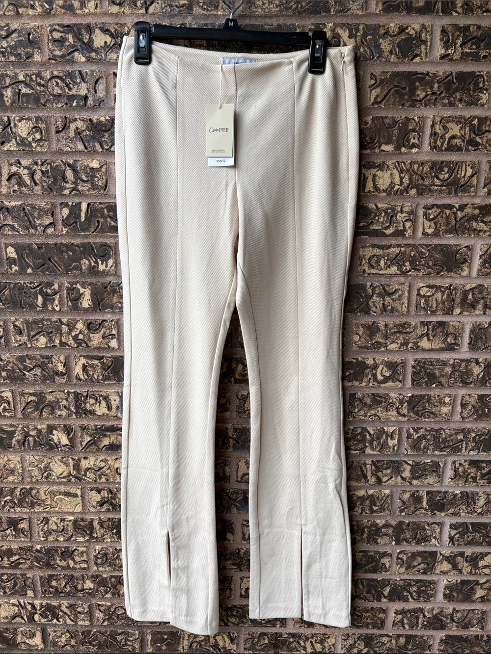 NWT Mango / MNG Slit Hem Trousers, Cream, Women's, Medium